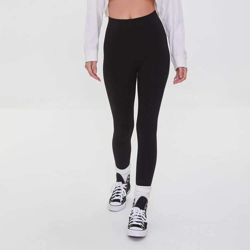 NWT Forever 21 Black Basic Cotton-Blend Leggings Size Small